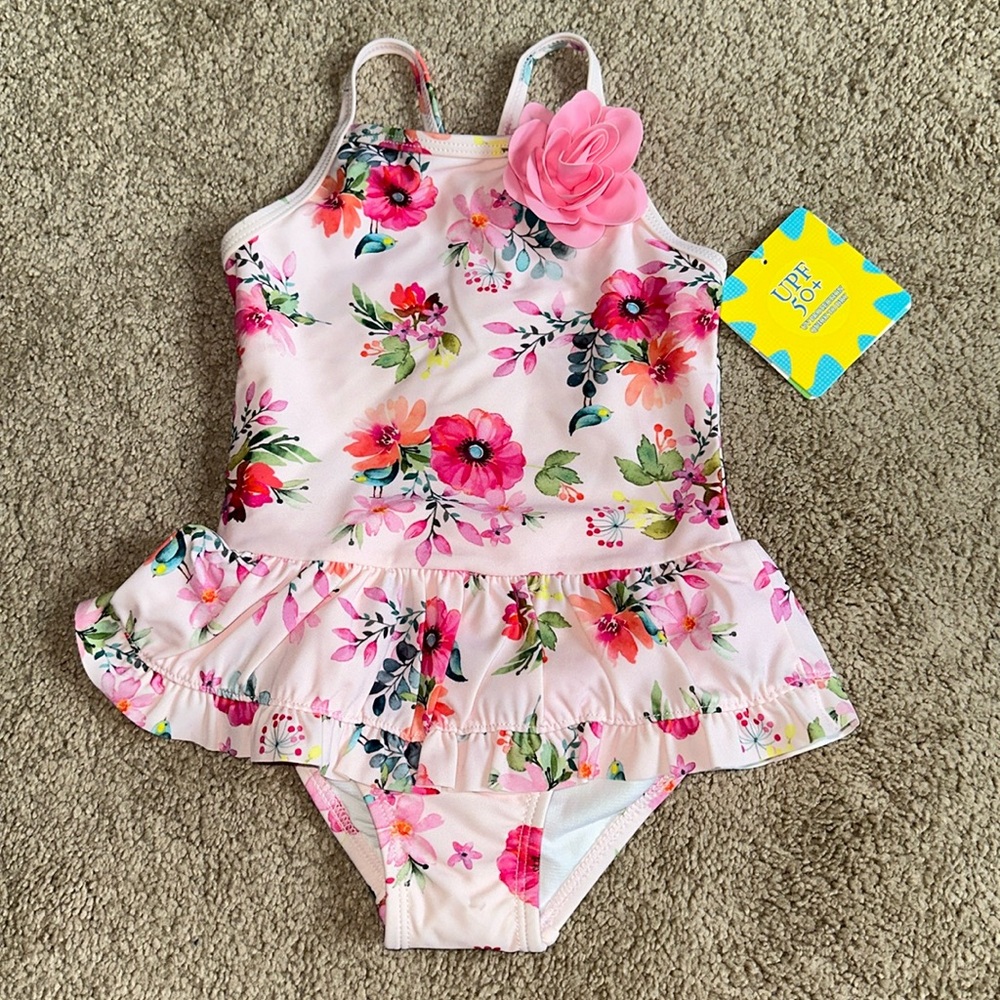 18M Little Me NWT floral swimsuit